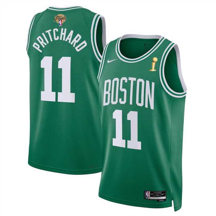 Mens Boston Celtics #11 Payton Pritchard Kelly Green 2024 Finals Champions Icon Edition Stitched Basketball Jersey Dzhi->->NBA Jersey